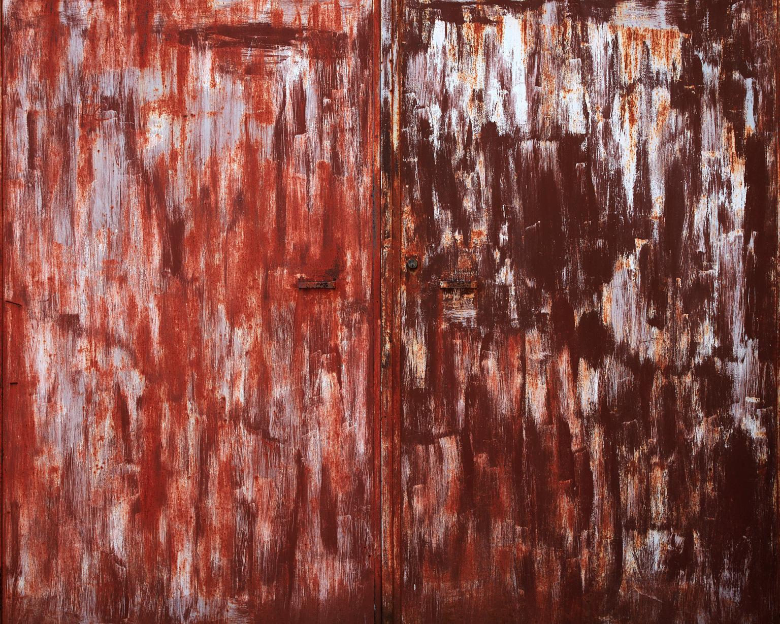 Frank Schott Abstract Photograph - Wallscape II - abstract photograph of rust red toned wall textures