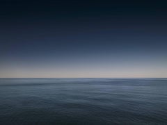 Seascape I (framed) - large format photograph of blue tone horizon and sea
