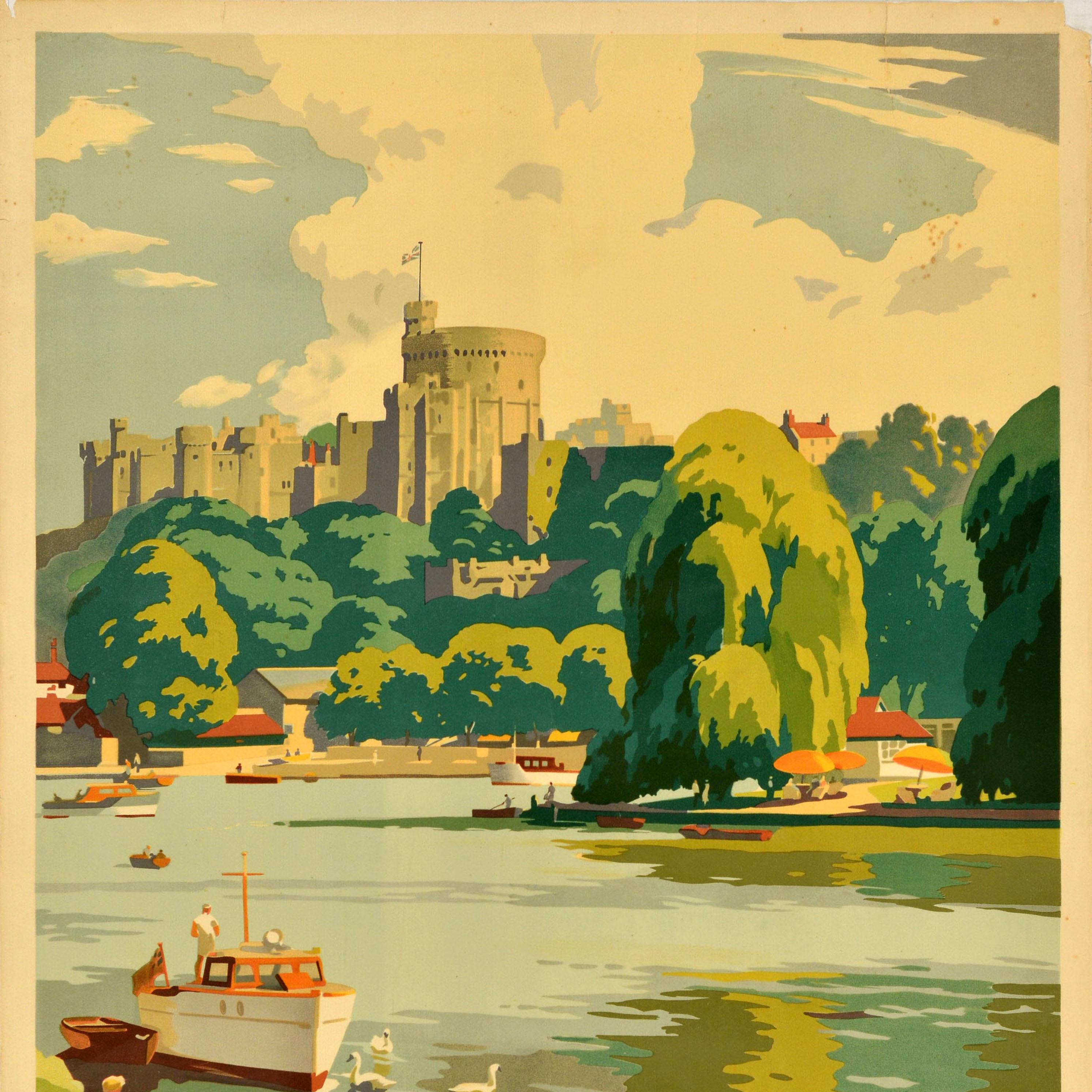 Original Vintage Travel Poster Windsor See Britain By Train British Railways - Beige Print by Frank Sherwin