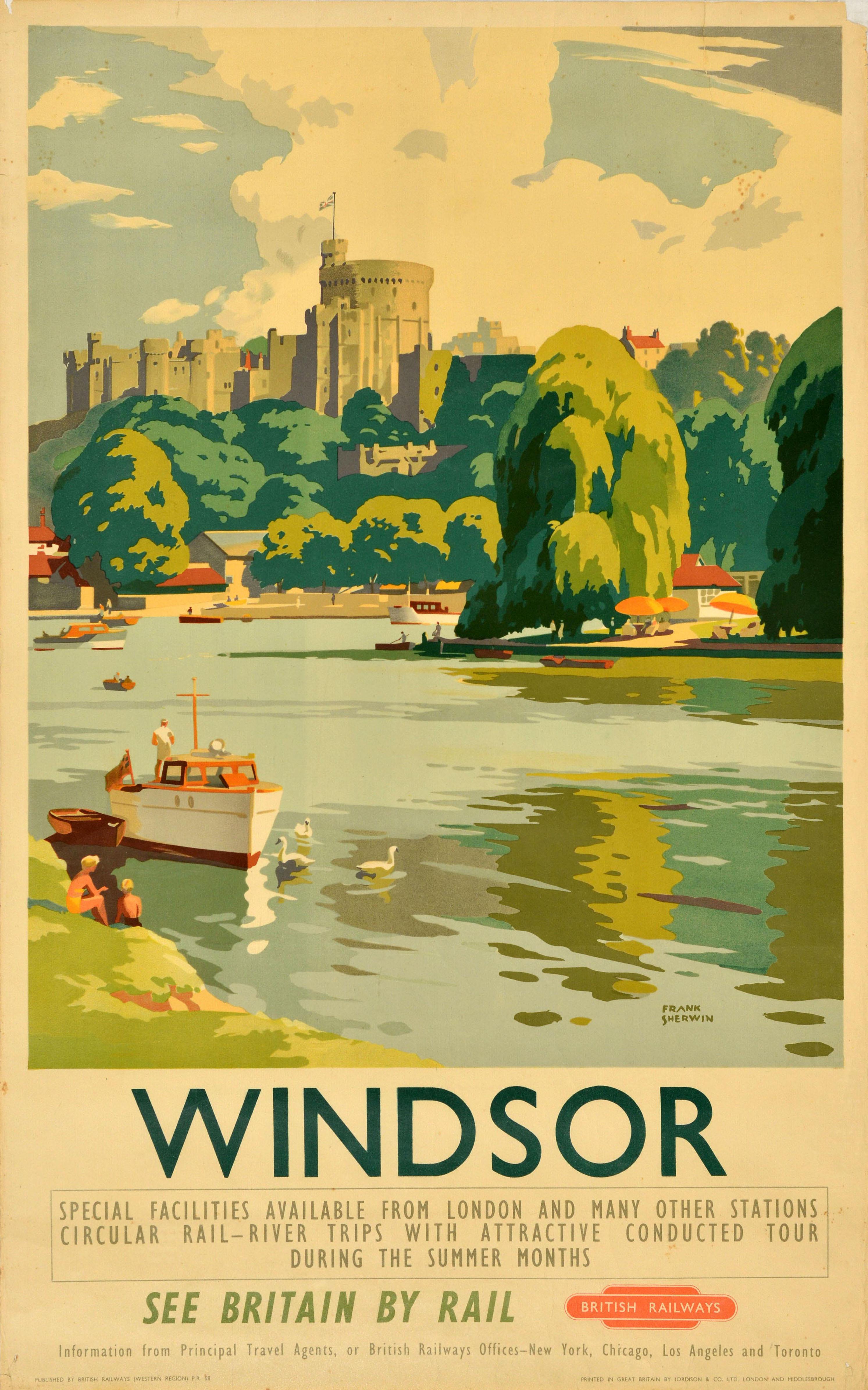 Frank Sherwin Print – Original-Vintage-Reiseplakat Windsor See Britain By Train, British Railways, Britische Eisenbahnen