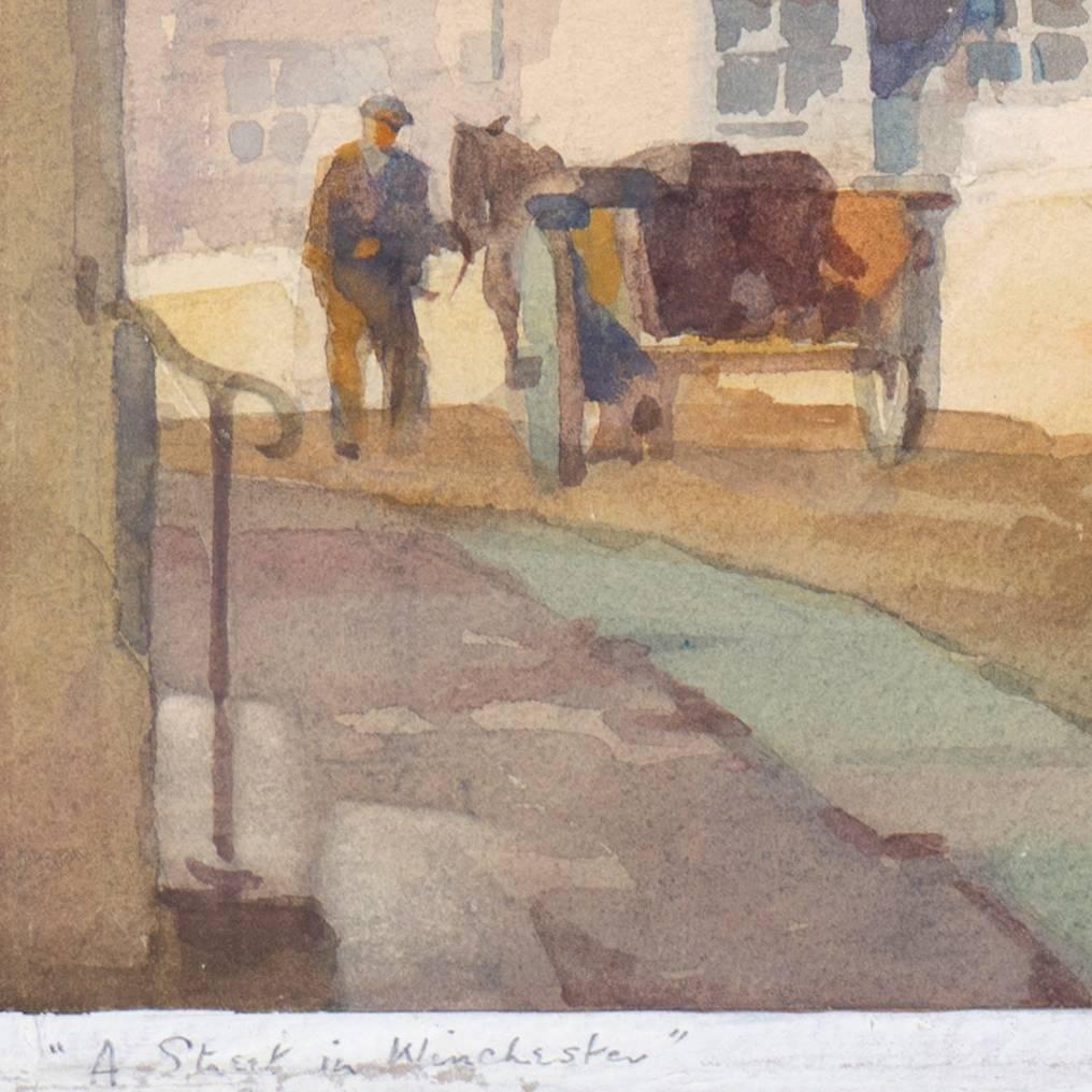 'Broad Street, Winchester', Medieval Cityscape, Heatherly School of Fine Art For Sale 3