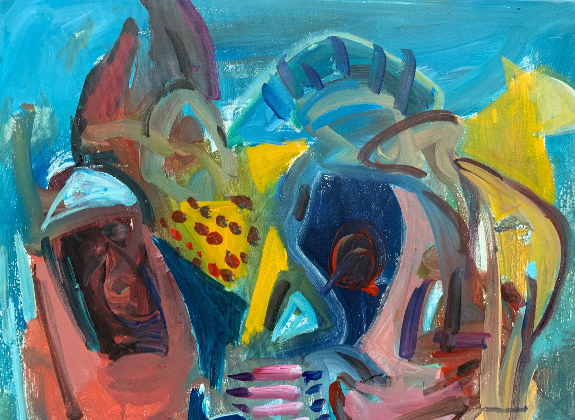 Frank Shifreen
Studie 1
2021
18 x 24 Zoll 
Acryl auf Leinwand
Verso signiert, betitelt und datiert

Diese neuen Werke gehen von gegensätzlichen Impulsen aus, die die Reinheit und Schönheit platonischer Formen der impulsiven, muskulösen Sofortmalerei