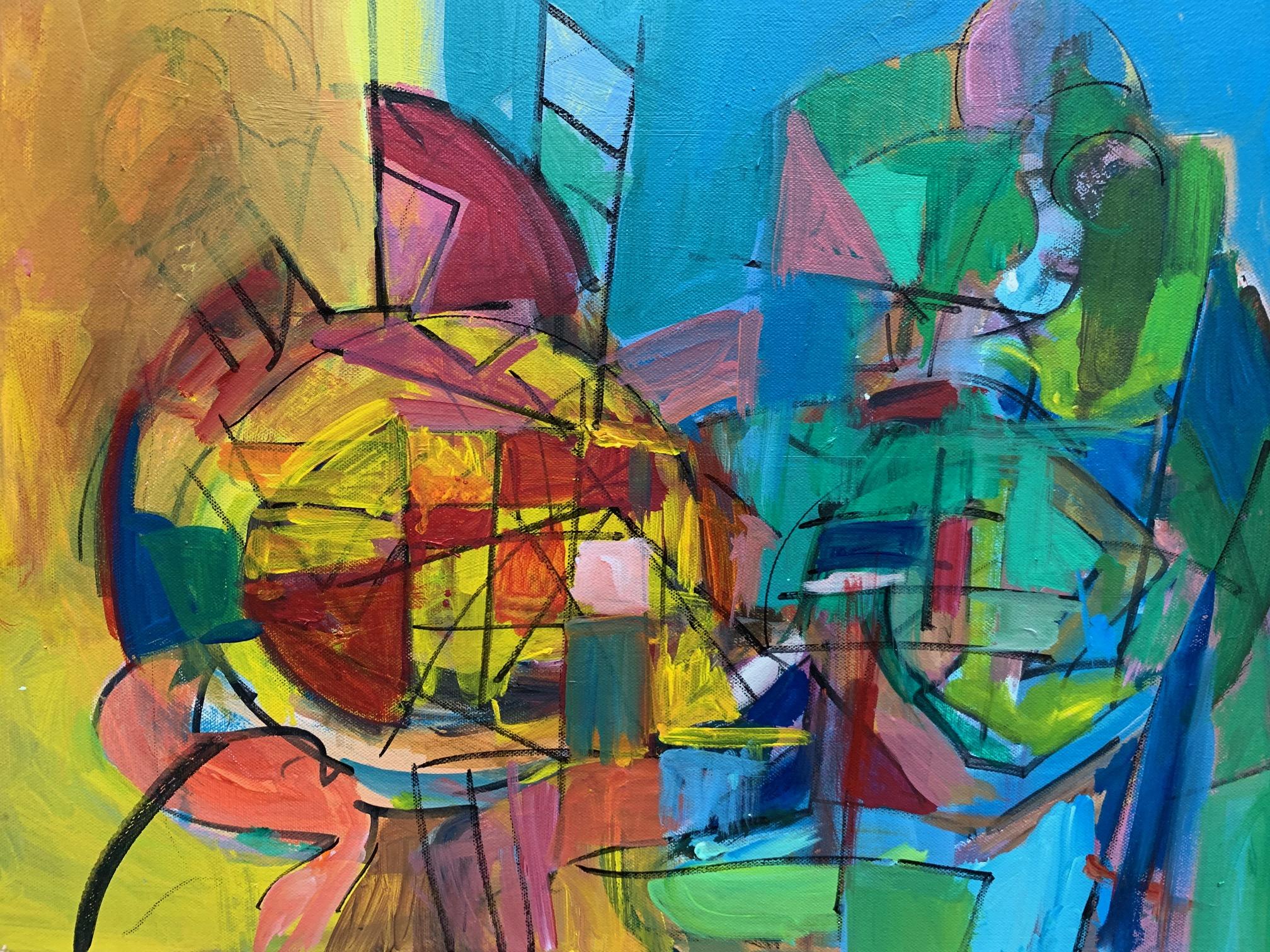 Frank Shifreen
Studie 2
2021
18 x 24 Zoll 
Acryl auf Leinwand
Verso signiert, betitelt und datiert

Diese neuen Werke gehen von gegensätzlichen Impulsen aus, die die Reinheit und Schönheit der platonischen Formen der impulsiven, muskulösen