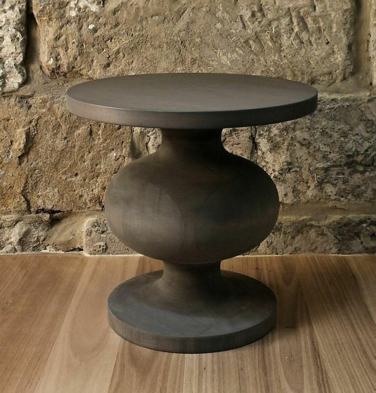 Contemporary Frank Side Pedestal Table by Wende Reid - Natural, Matte Lacquered or Ebonized For Sale