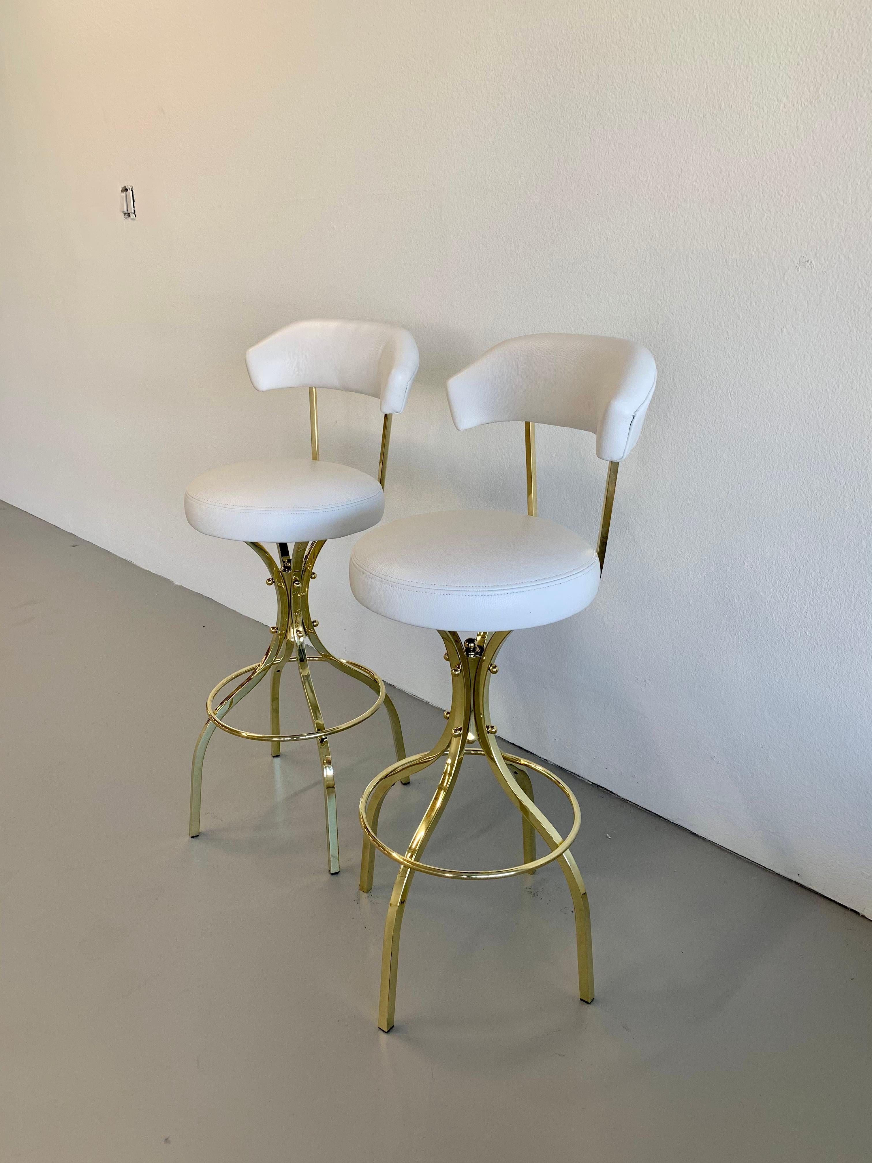 Frank Sinatra Brass Bar Stools by Charles Hollis Jones In Good Condition In Palm Springs, CA