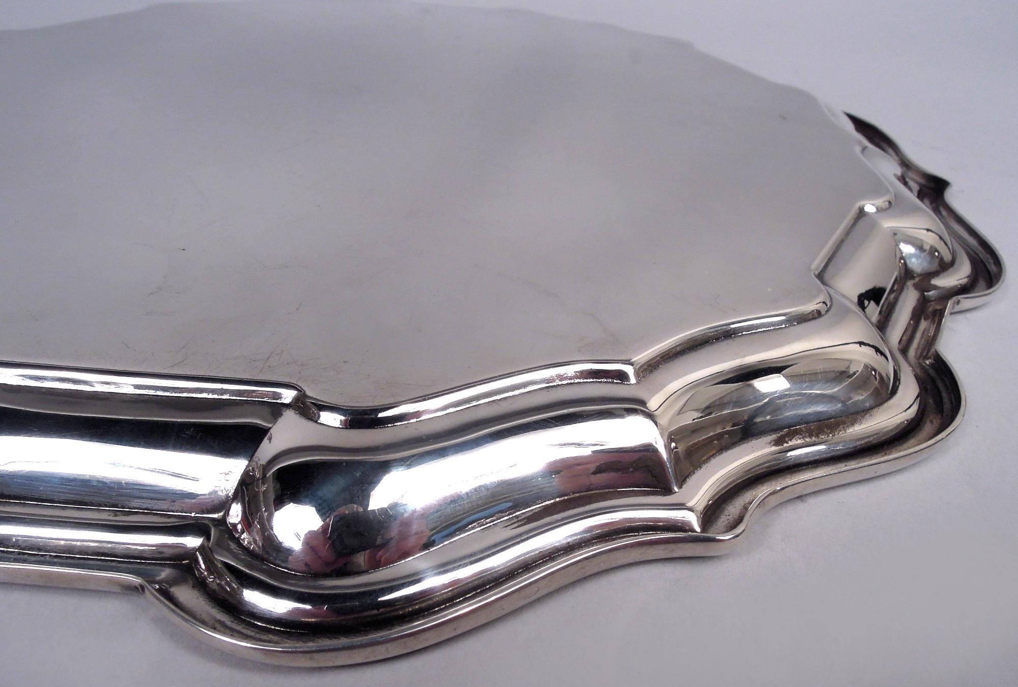 Frank & Smith Chippendale Sterling Silver 10-Inch Round Piecrust Tray Bon état - En vente à New York, NY