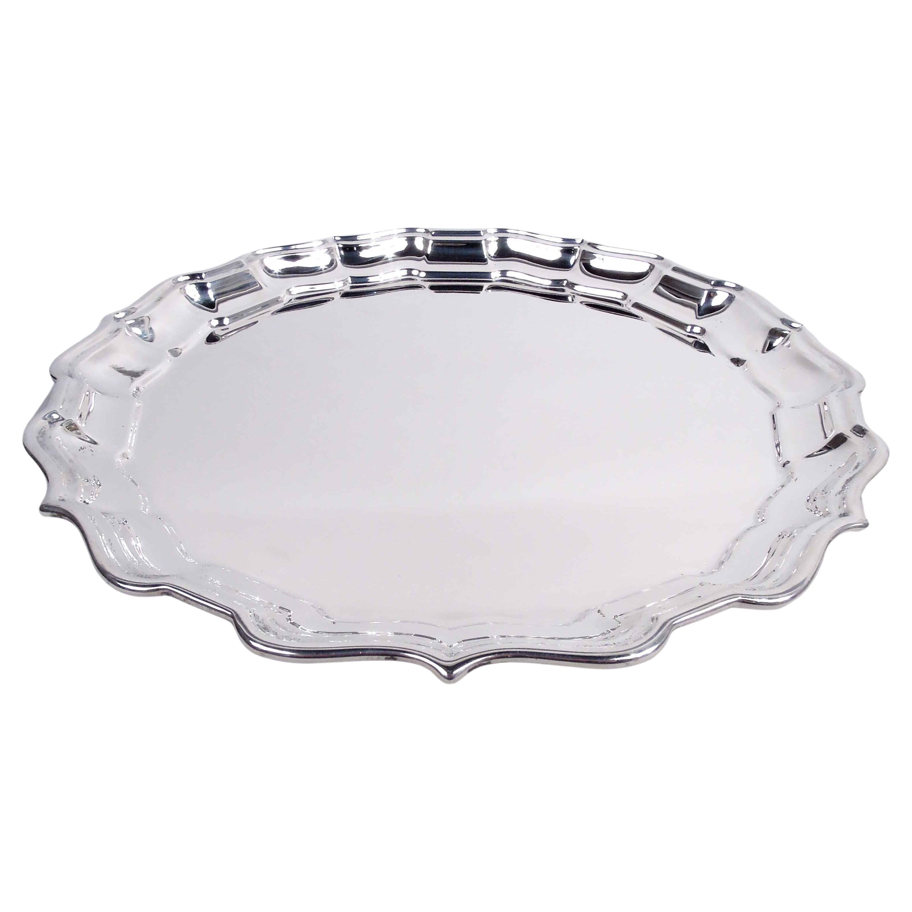 Frank Smith Chippendale Sterling Silver 12-Inch Round Piecrust Tray