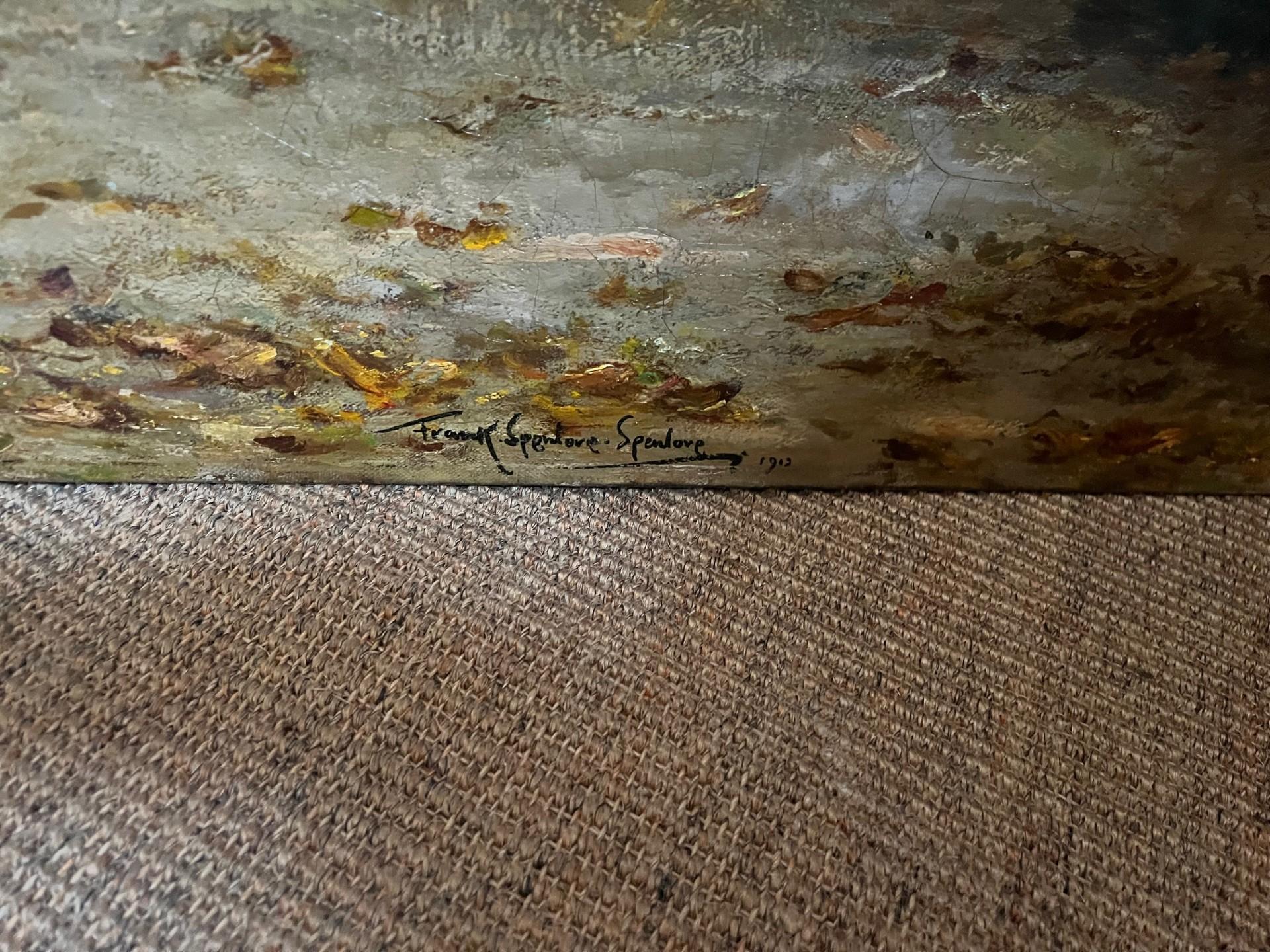 Pintura al óleo impresionista de principios del siglo XX Paisaje de Flandes Figuras en venta 1