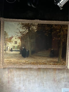 Early Twentieth Century Impressionist Oil Painting Flanders Landscape Figures