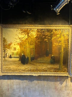 Early Twentieth Century Impressionist Oil Painting Flanders Landscape Figures
