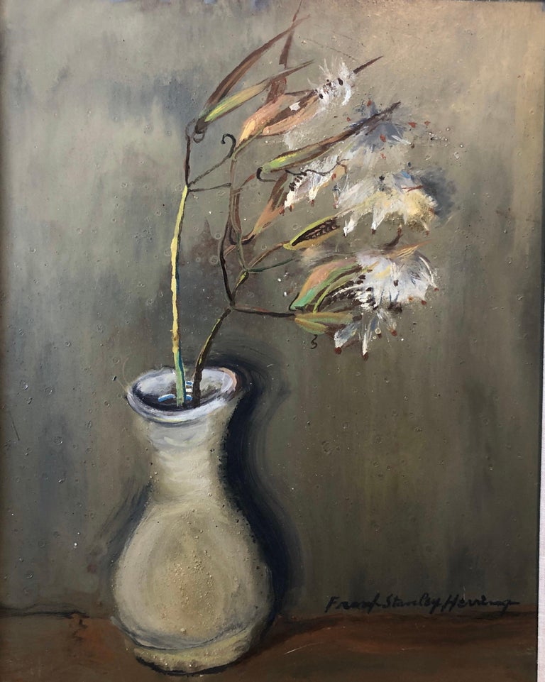 Frank Stanley Herring Interior Painting - Flowers in a Vase Southern Oil Painting Modernist Floral Still Life