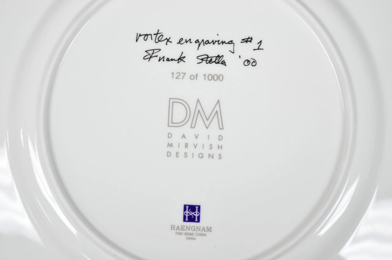 Porcelain Frank Stella David Mirvish Designs Vortex Engravings 1-4 Black Plate - Set of 4 For Sale