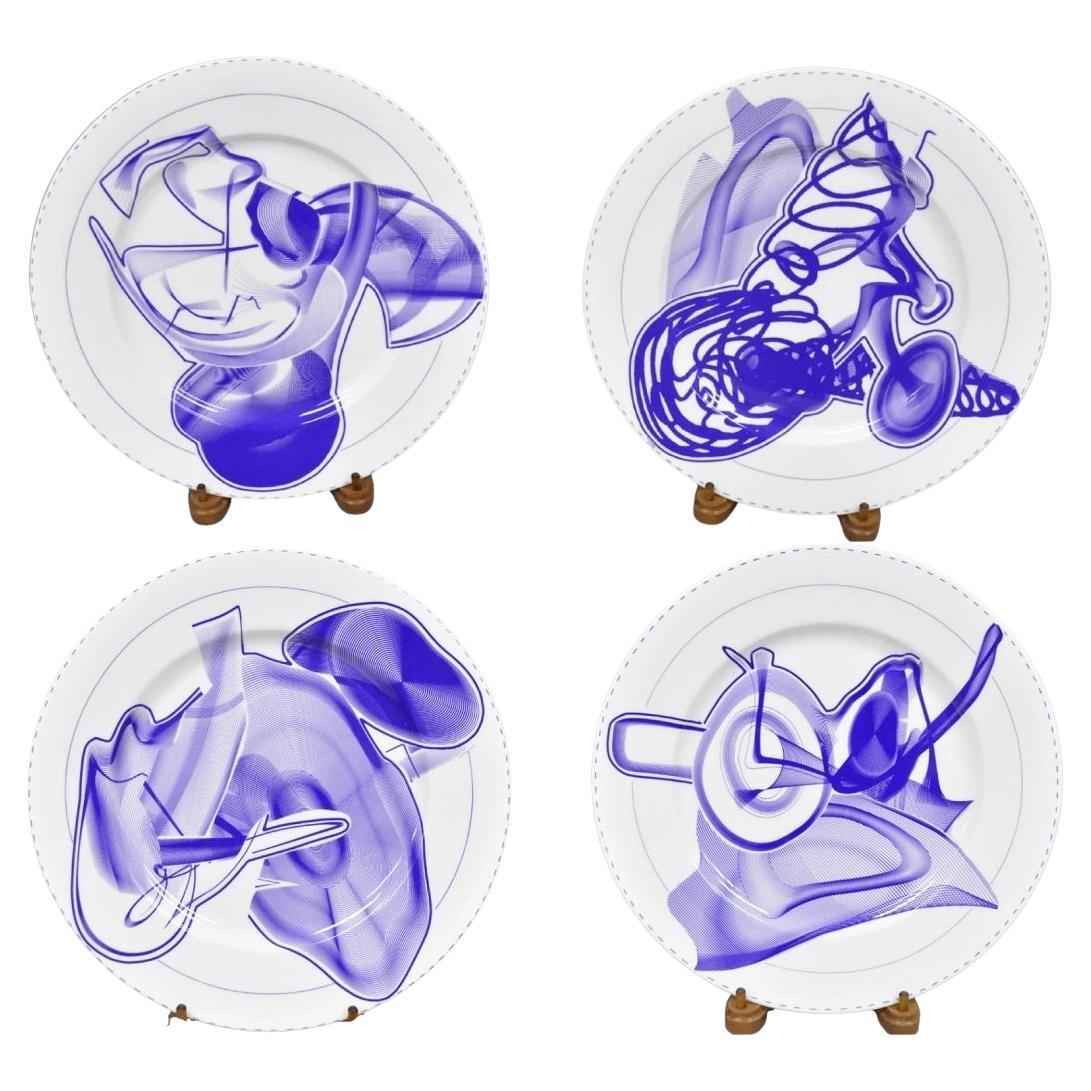 Frank Stella David Mirvish Designs Vortex Engravings 5-8 Indigo Plate - Set of 4