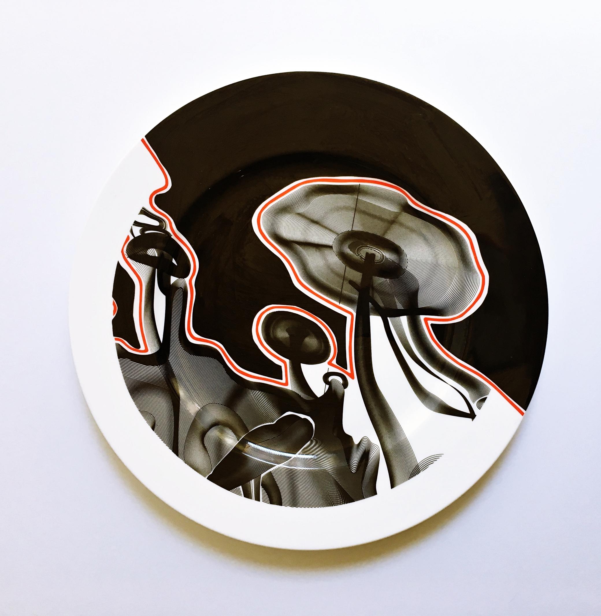 Frank Stella Abstract Print - Vortex Engraving #4 Charger Plate - Limited Edition numbered and plate signed