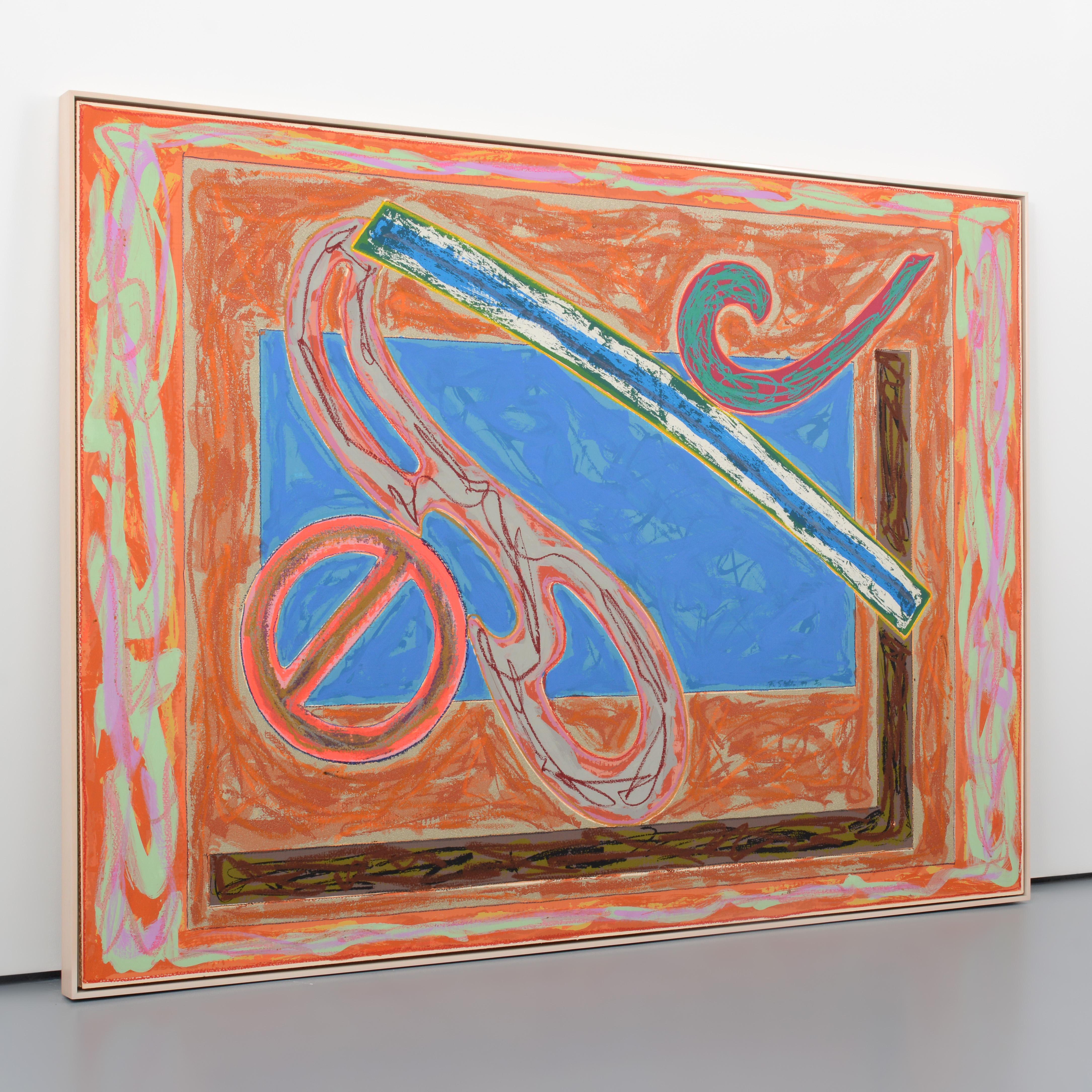 Monumental Frank Stella Unique Painting Over Limited Edition Screenprint For Sale 1
