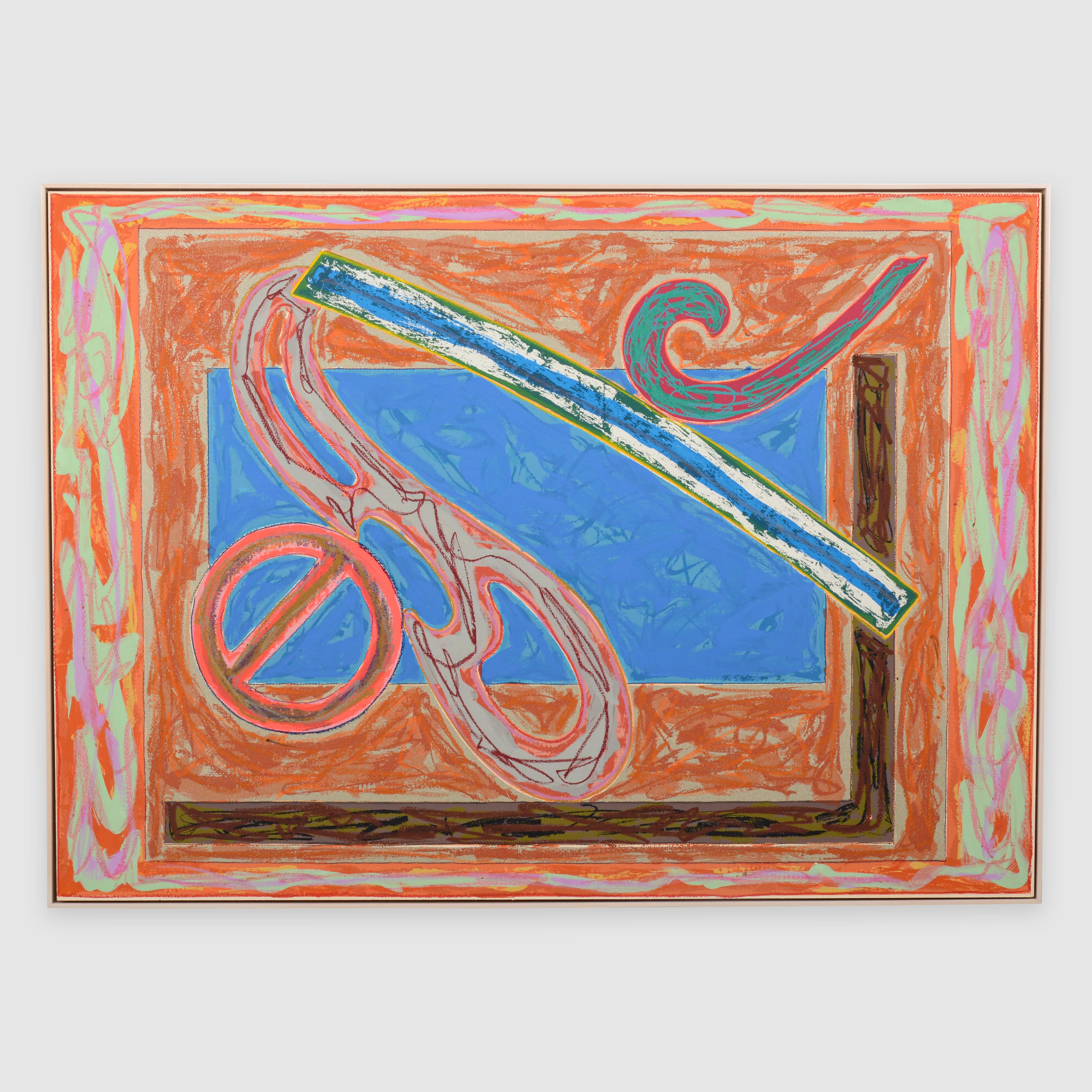 Monumental Frank Stella Unique Painting Over Limited Edition Screenprint For Sale 2