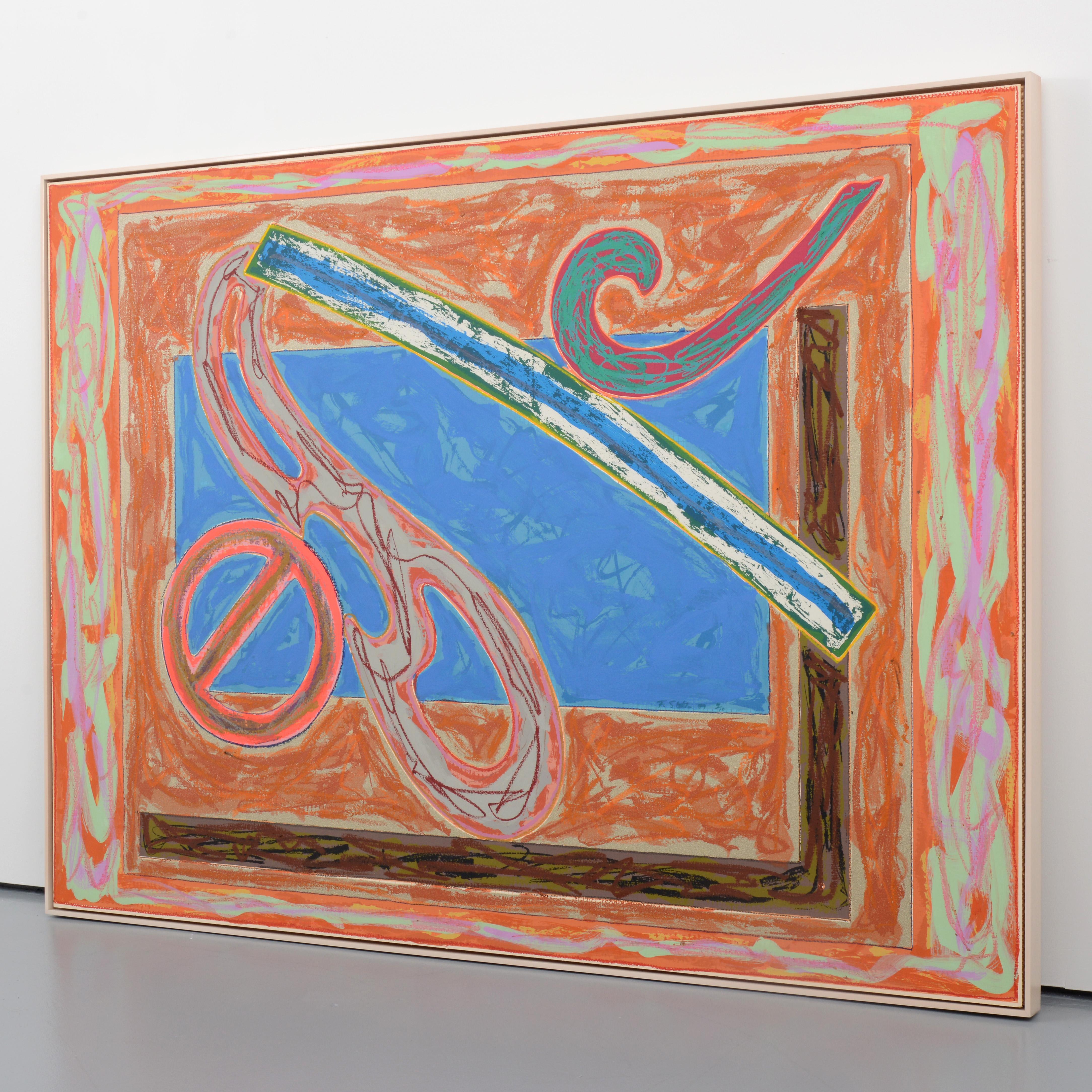 Monumental Frank Stella Unique Painting Over Limited Edition Screenprint For Sale 3