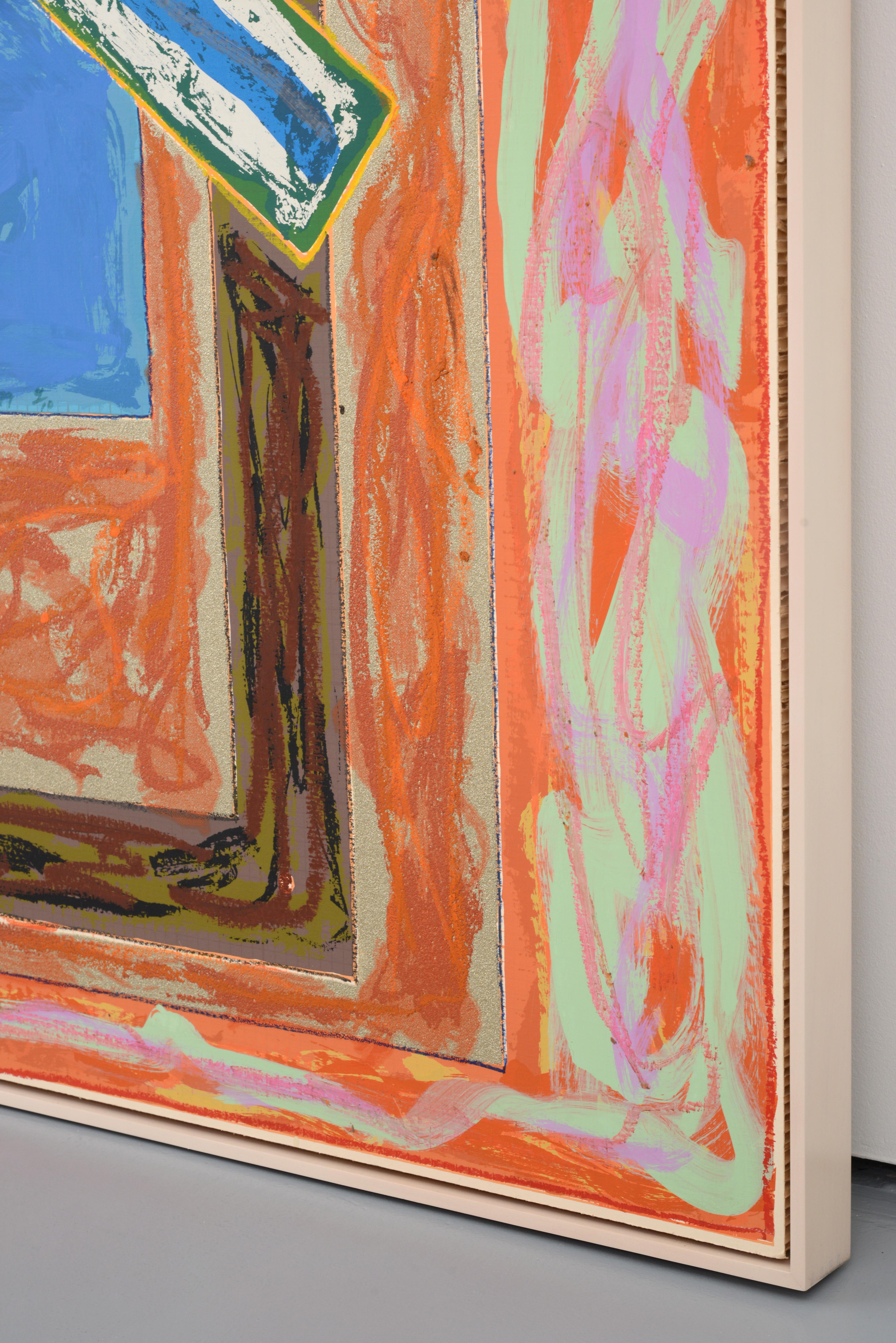 Monumental Frank Stella Unique Painting Over Limited Edition Screenprint For Sale 4