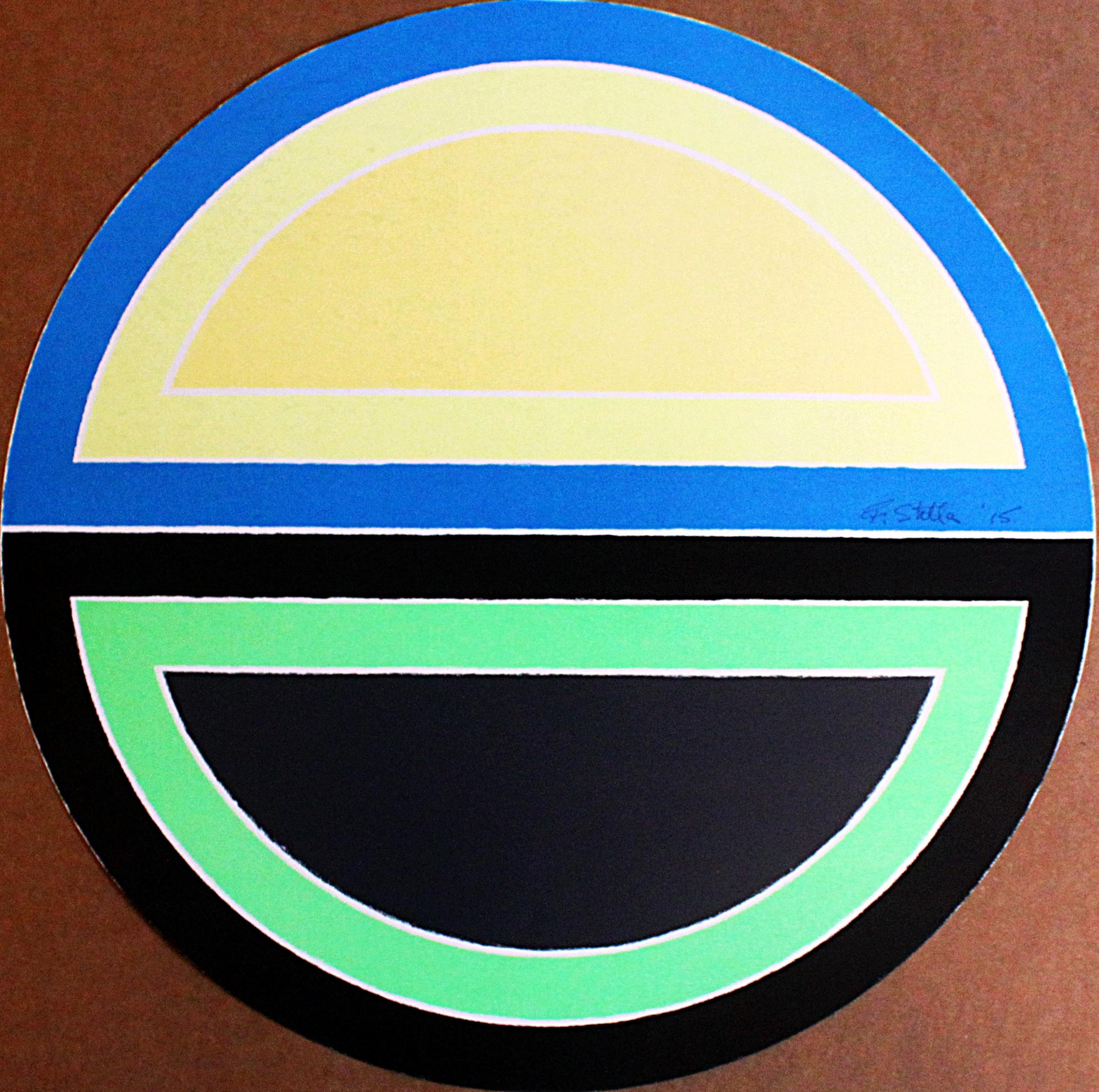 Anuncio de la Galería Leo Castelli sobre la exposición de pinturas de Frank Stella, del 25 de noviembre al 23 de diciembre de 1967.
Con un autógrafo de cortesía posterior
Firmado únicamente con tinta por Frank Stella en 2015
Serigrafía histórica