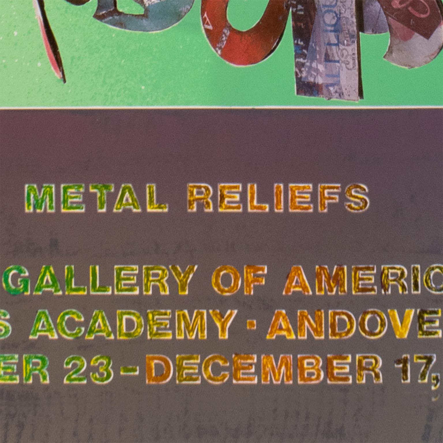 Affiche vintage signée Frank Stella pour Addison Gallery, arc-en-ciel métallique, 1982 en vente 2