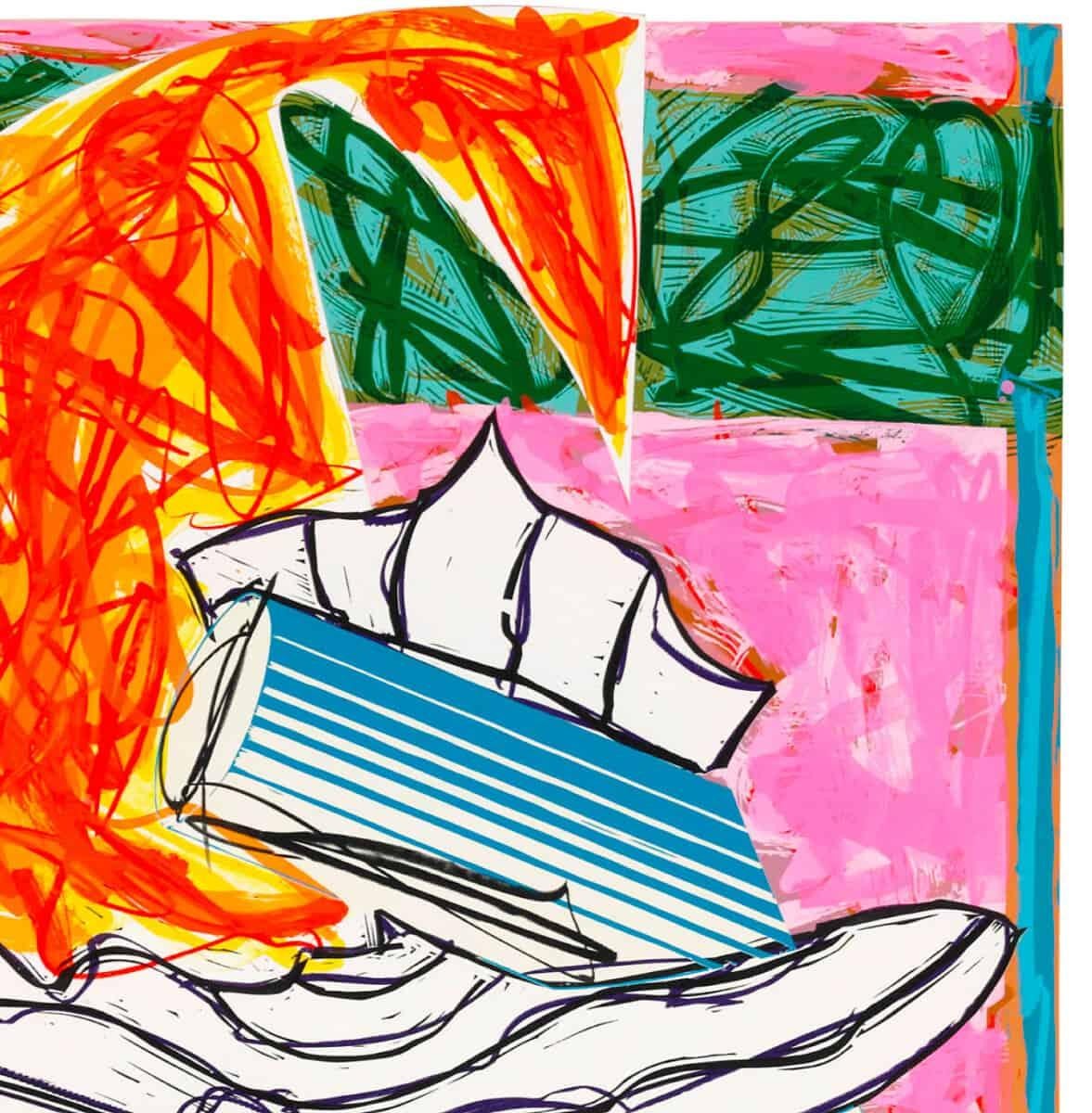 Y el Santo, Bendito Sea, Vino e Hirió al Ángel de la Muerte, 1984 - Abstract Print Rosa de Frank Stella