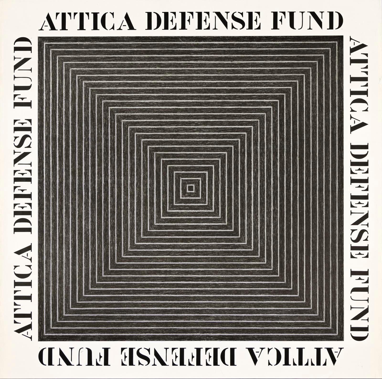 Frank Stella Abstract Print - Attica Defense Fund, historic Limited edition 1970s poster on lithographic paper