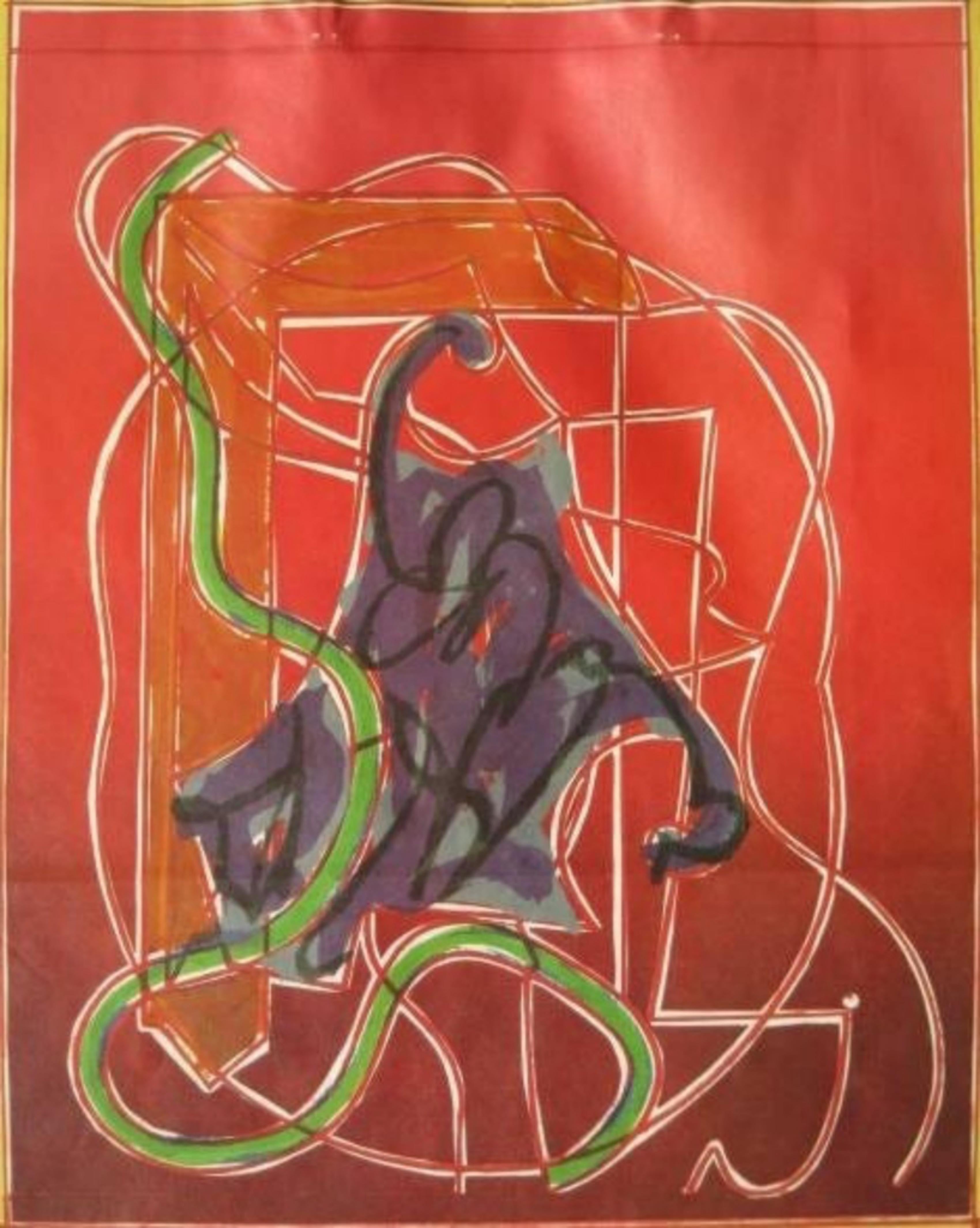 Two original abstract lithographs on plate signed limited edition shopping bag For Sale 3