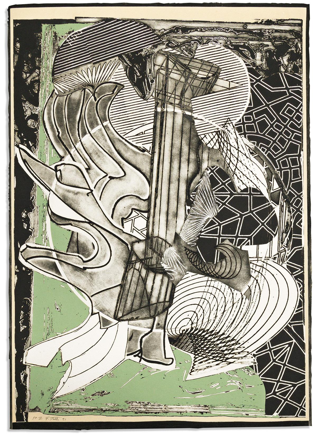 Frank Stella Abstract Print - Fossil Whale, from Moby Dick Engravings