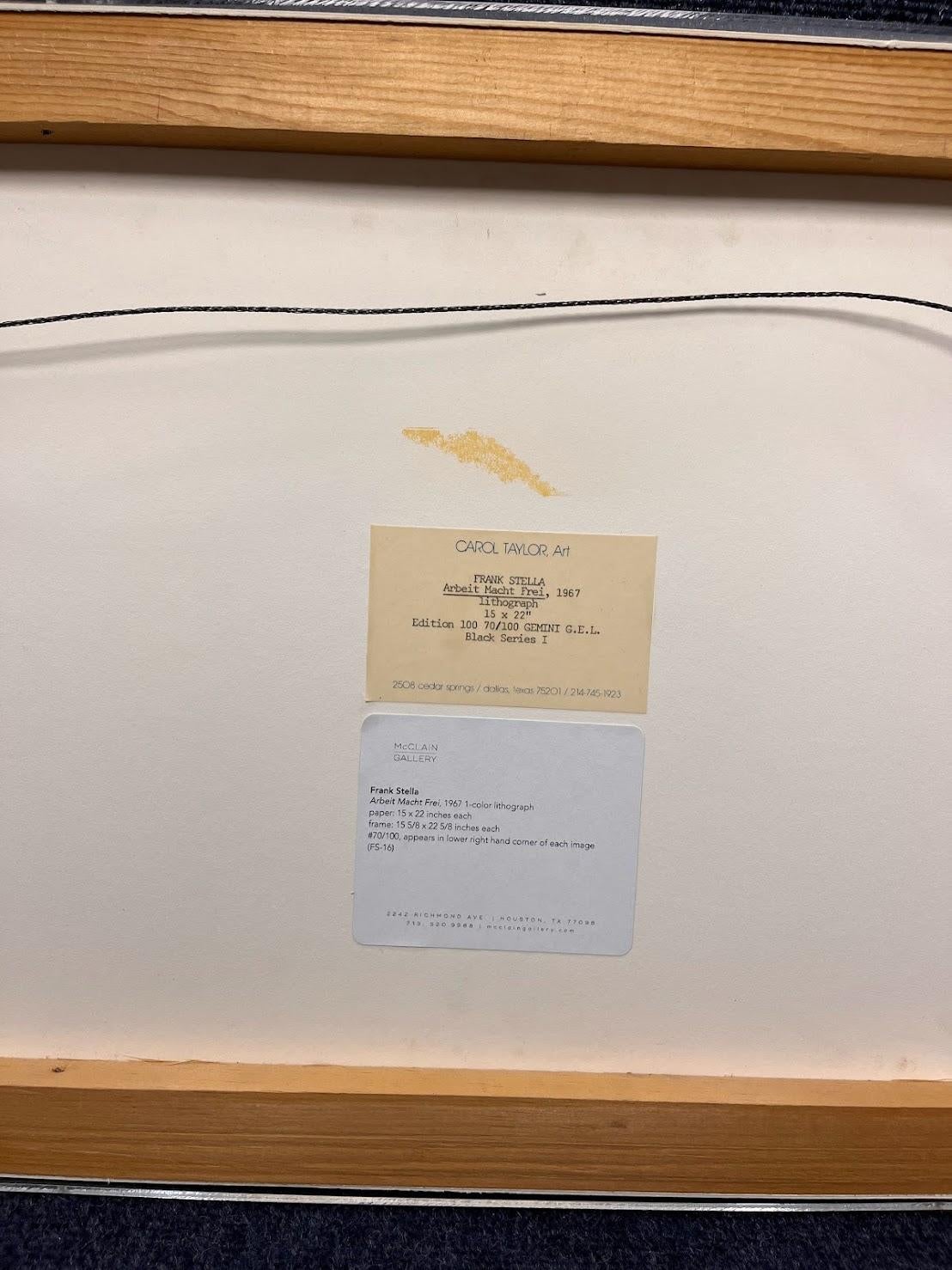 Frank Stella „Arbeit Macht Frei“ Signierte abstrakte Lithographie 1967 im Angebot 4