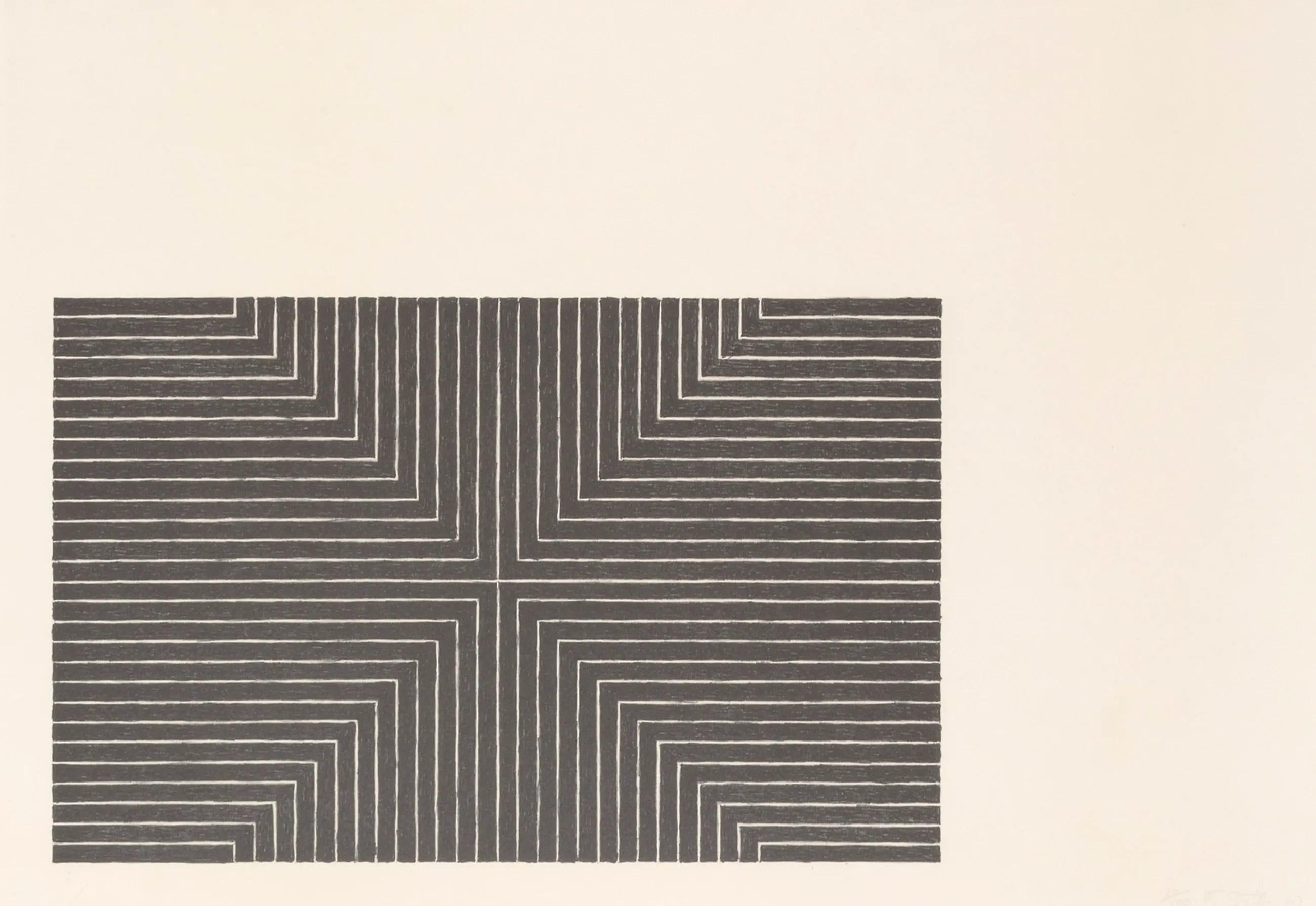Lithographie abstraite "Arbeit Macht Frei" signée Frank Stella 1967
