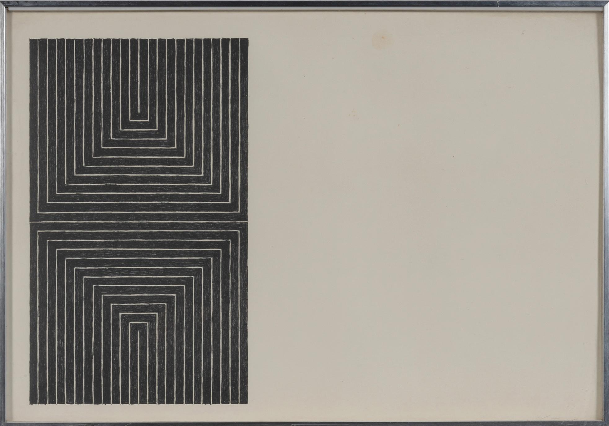 FRANK STELLA (1936-Present)

Lithograph, 1967, on Barcham Green paper, signed, dated and numbered 66/100 in pencil, from Black Series I, published by Gemini G.E.L., Los Angeles and with their blindstamps, with full margins, framed.

Literature: Axom