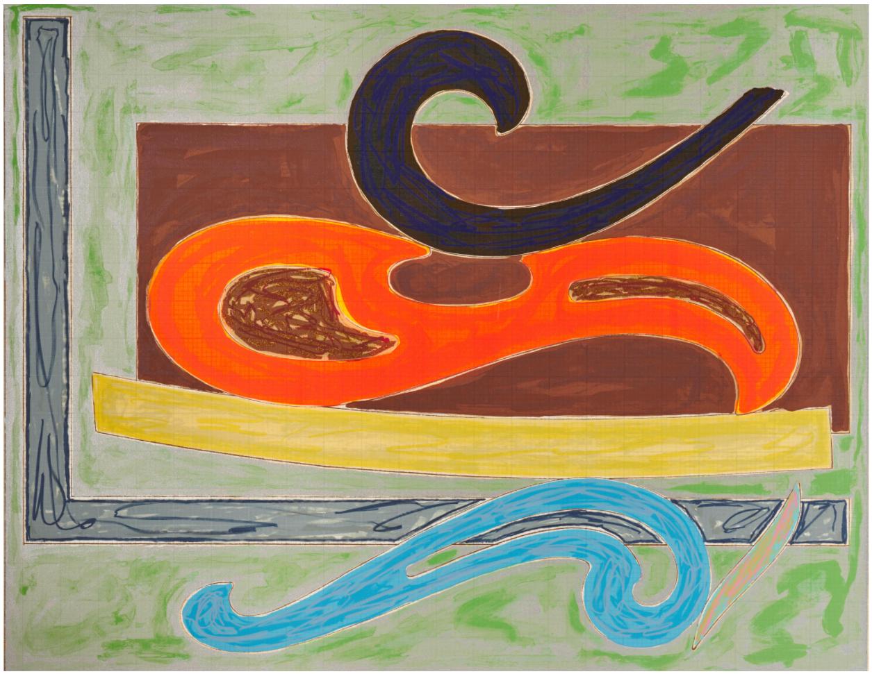 Frank Stella's Eskimo Curlew, From Exotic Bird Series, 1977 is a Lithograph and screenprint in colors, on Arches 88 mould-made paper, signed, dated and numbered out of 50 in graphite (there were also 14 artist's proofs). Published by Tyler Graphics