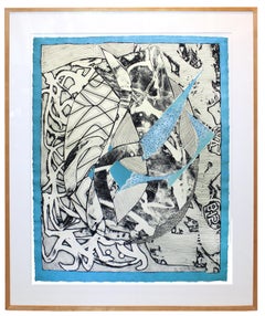 Frank Stella Original Etching Swan in Blue, 1983 Modern Master Blue Chip Print