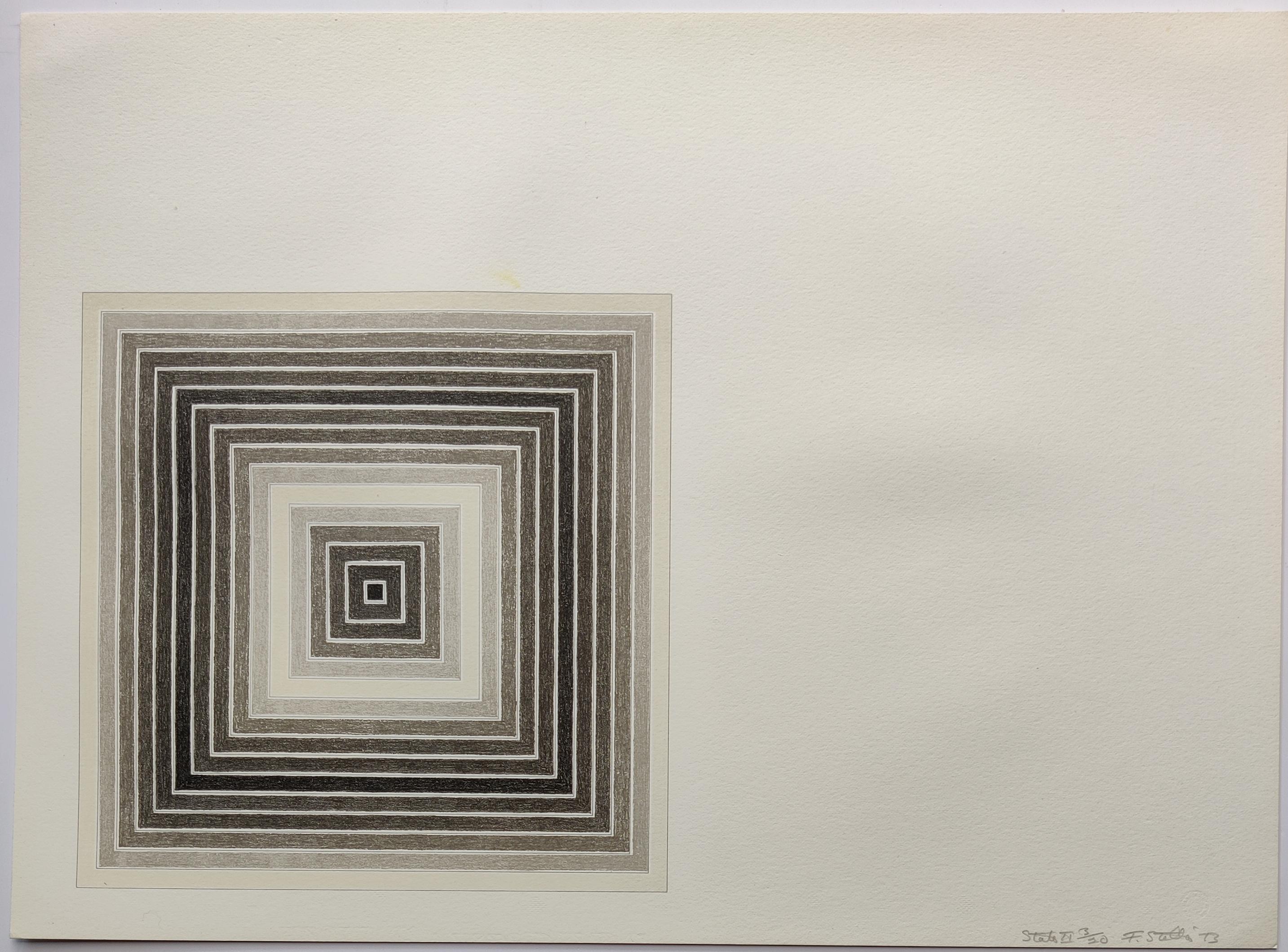 Frank Stella
Sharpesville, from Multicolored Squares I, 1972
Hang signed and numbered A.P. 3 /20 lower right
Image size: 26.1 x 26.1 cm
Sheet size: 41 x  55.6 cm
Published by Petersburg Ltd., London
Printed by Cook, Hammond and Kell Lithographers,