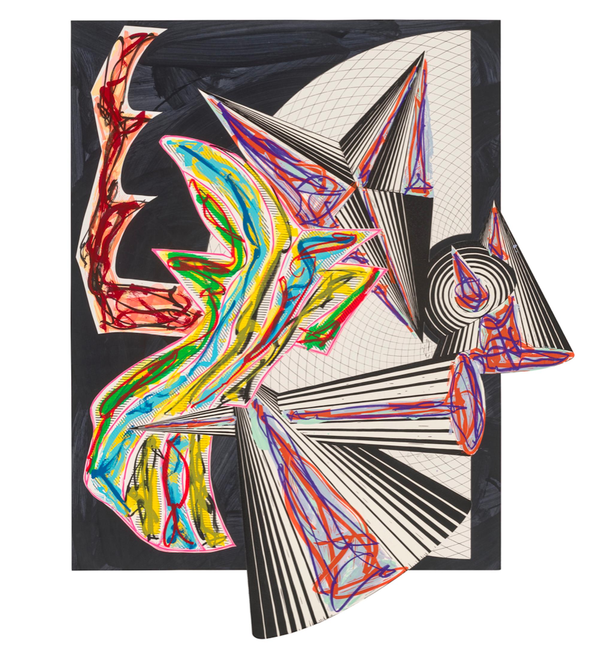 FRANK STELLA (1936-Present)

From: Illustrations After El Lissitzky's Had Gadya. Lithograph, linocut and screenprint in colours with collage and hand-colouring, 1984, on T.H. Saunders and Somerset papers, signed and dated in pencil, numbered 1/60