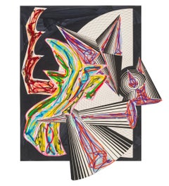 Vintage Frank Stella 'Then Came Death and Took the Butcher' Multimedia Print 1984