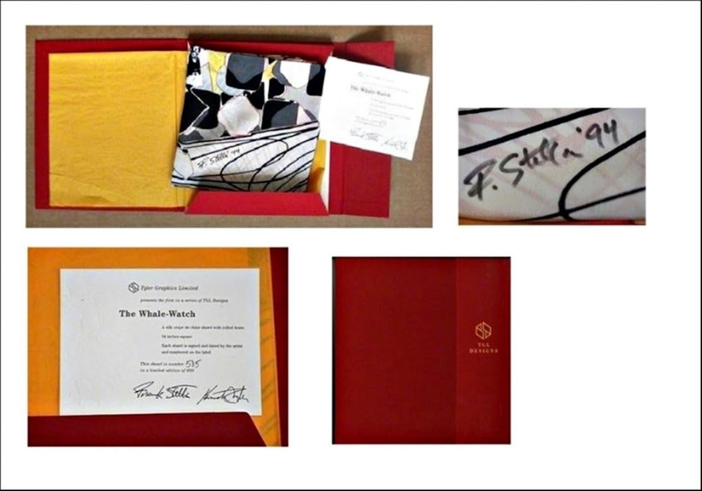 Frank Stella, Whale Watch Serigrafía sobre seda firmada a mano 2x, COA en relieve en caja en venta 2