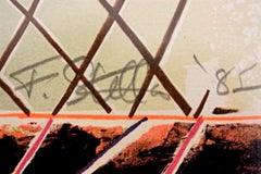 Frank Stella, Whitney Museum exhibited graphic work with Label, Signed/N, Framed