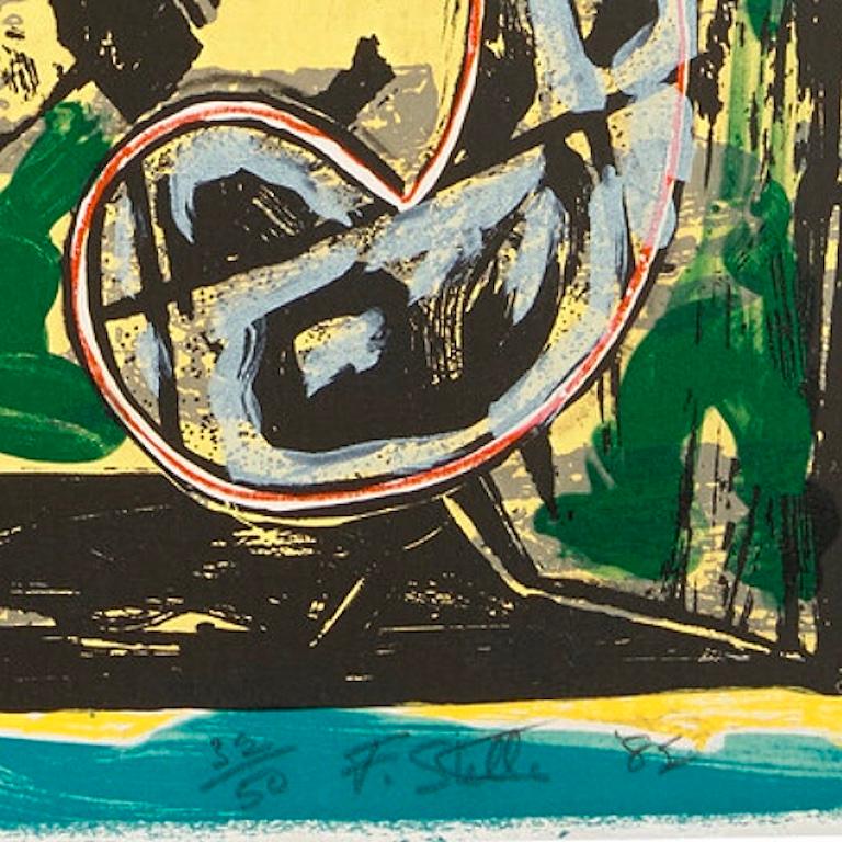 FRANK STELLA (1936-Present)

Frank Stella's 'Yellow Journal' is a lithograph printed in colors on archival Arches paper. The composition is expressive and exemplifies the artist's research into texture and graphic contrast. This piece is signed and