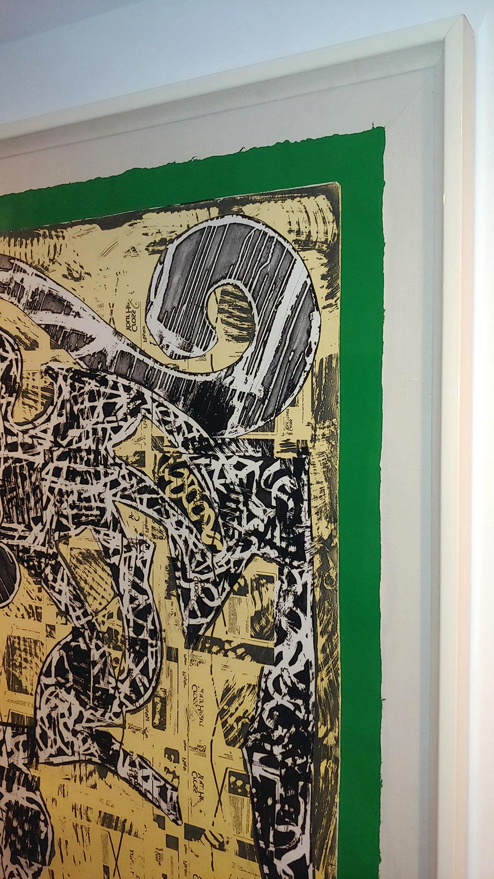 „Green Journal“ 76x62x3 Radierung, Siebdruck und Reliefausgabe von nur 25 Stück – Print von Frank Stella