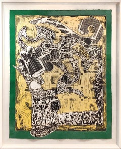 Vintage "Green Journal" 76x62x3 Framed etching, screenprint, & Relief Edition of only 25
