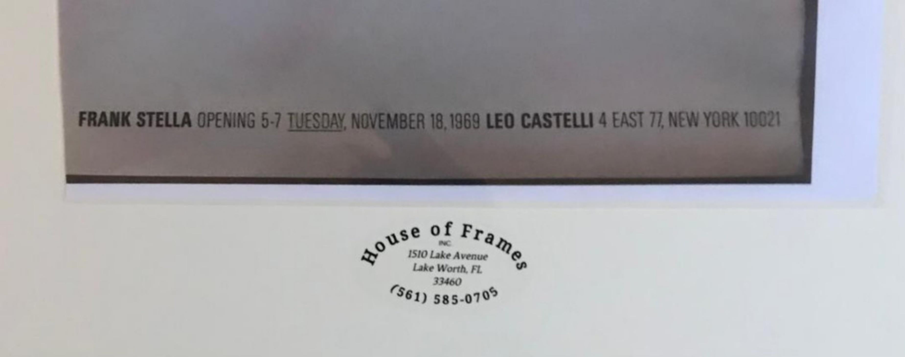 Historic Leo Castelli Gallery poster invite hand signed & dated by Frank Stella For Sale 2