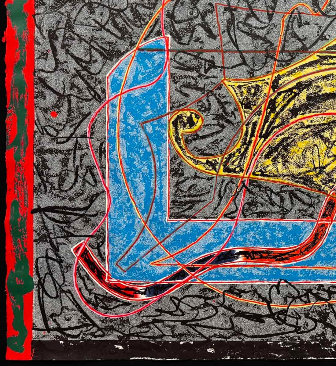 Imola Three II, from the Circuits Series - Gray Abstract Print by Frank Stella