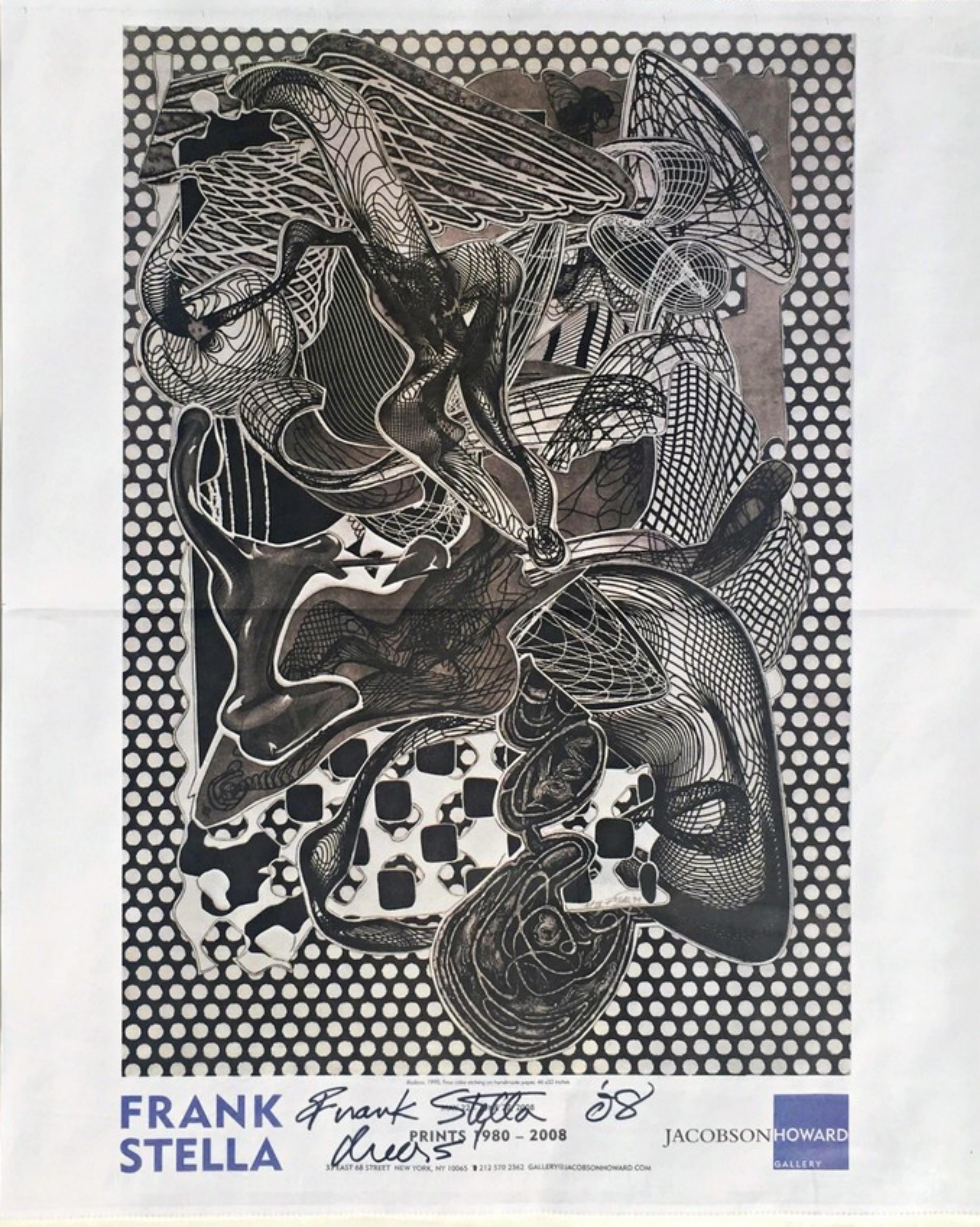 Frank Stella
Stampe di Frank Stella 1980 - 2008 (firmate a mano), 2008
Litografia offset
Firmato a mano e datato sul fronte, in inchiostro con iscrizione che recita: Frank Stella '08 Cheers!
Telaio originale vintage incluso
Questa stampa è stata