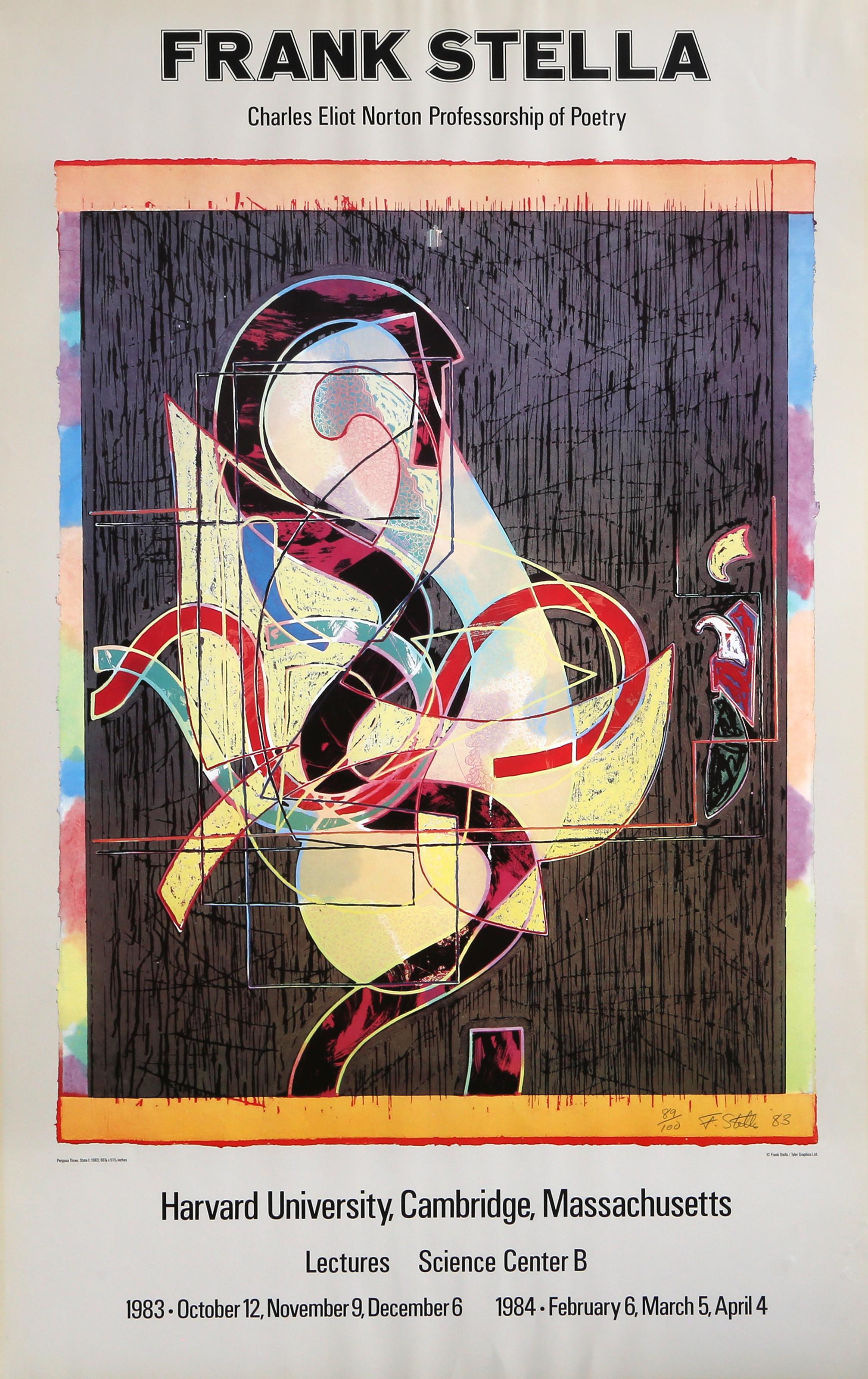 Mostra Pergusa III, poster astratto firmato e numerato di Frank Stella