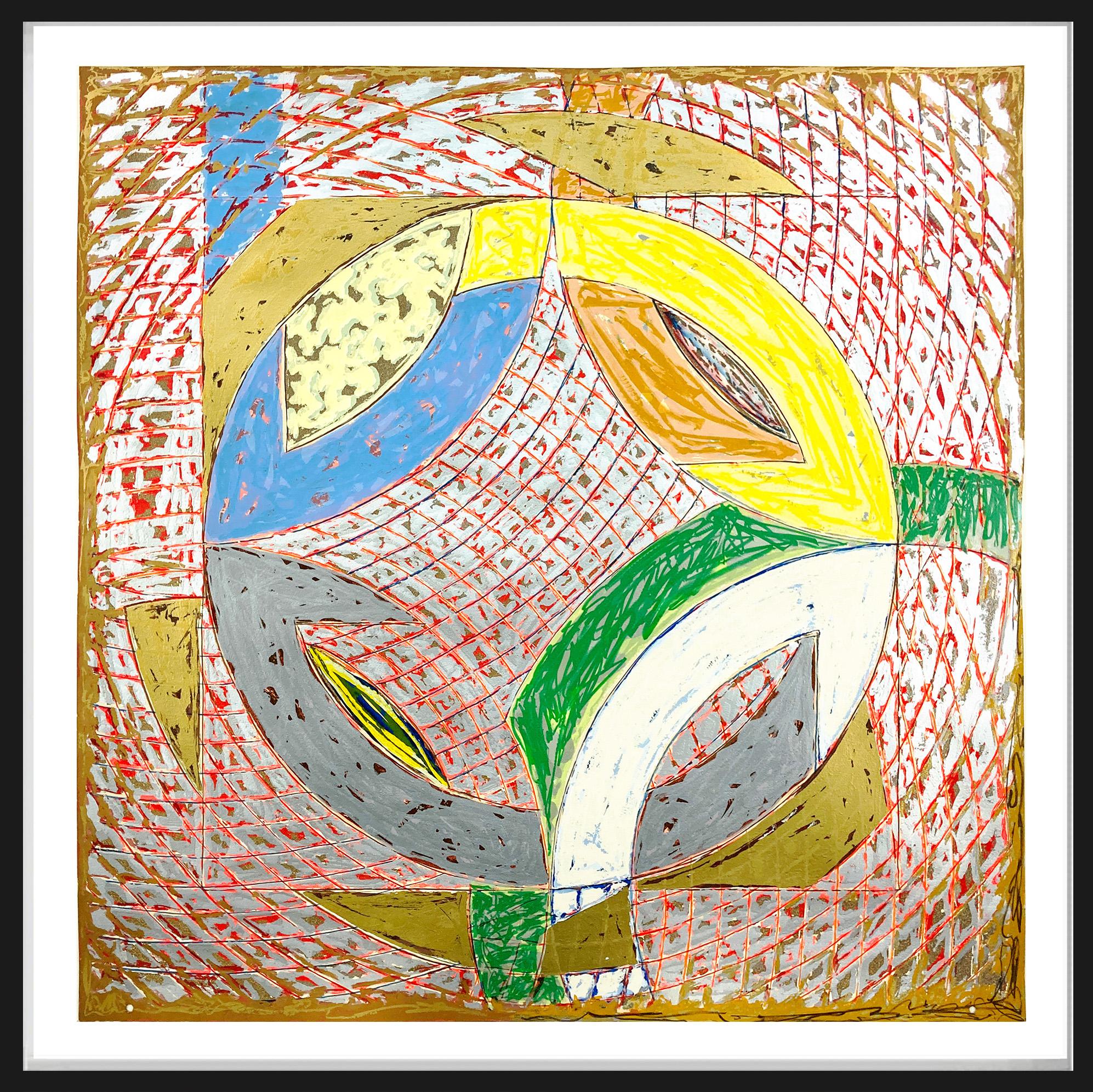 Frank Stella Polar Co-ordinates II, 1980 is an enigmatic print that is from the Polar Coordinates for Ronnie Peterson series. Using the title as a reference to graph paper and an homage to one of Stella’s friends that tragically died during the