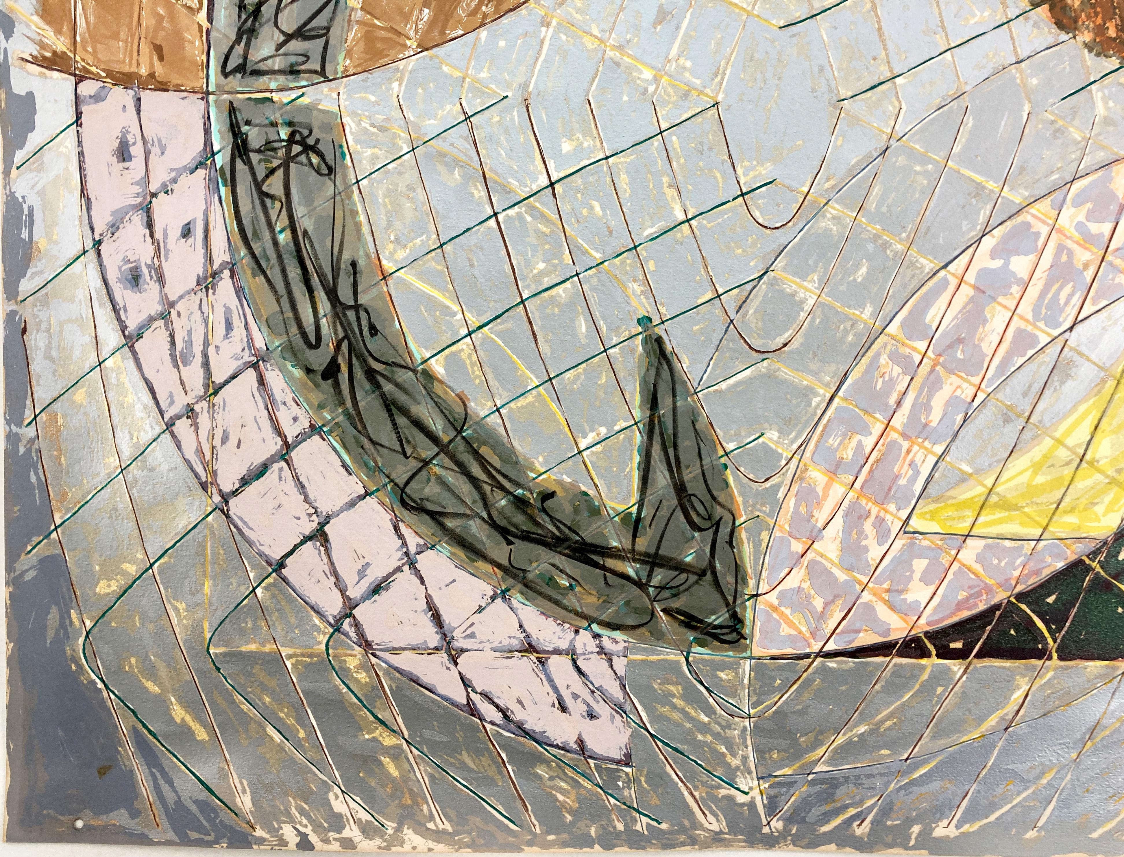 Polar Co-ordinates VIII - Beige Abstract Print par Frank Stella