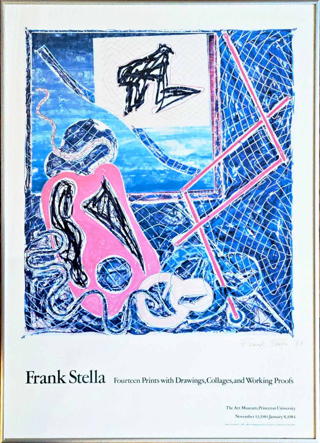Frank Stella
Princeton Art Museum Poster (Hand signed and dated by Frank Stella), 1983
Rare limited edition - exact number printed unknown - collectors item 
Offset lithograph poster (hand signed and dated by Frank Stella)
Hand signed and dated '83