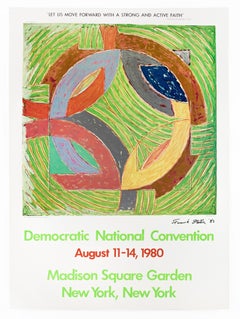 SIGNED Frank Stella 1980 Democratic Convention colorful vintage poster, pop art