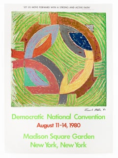 Affiche signée Frank Stella, Congrès démocratique de 1980, colorée vintage Pop 